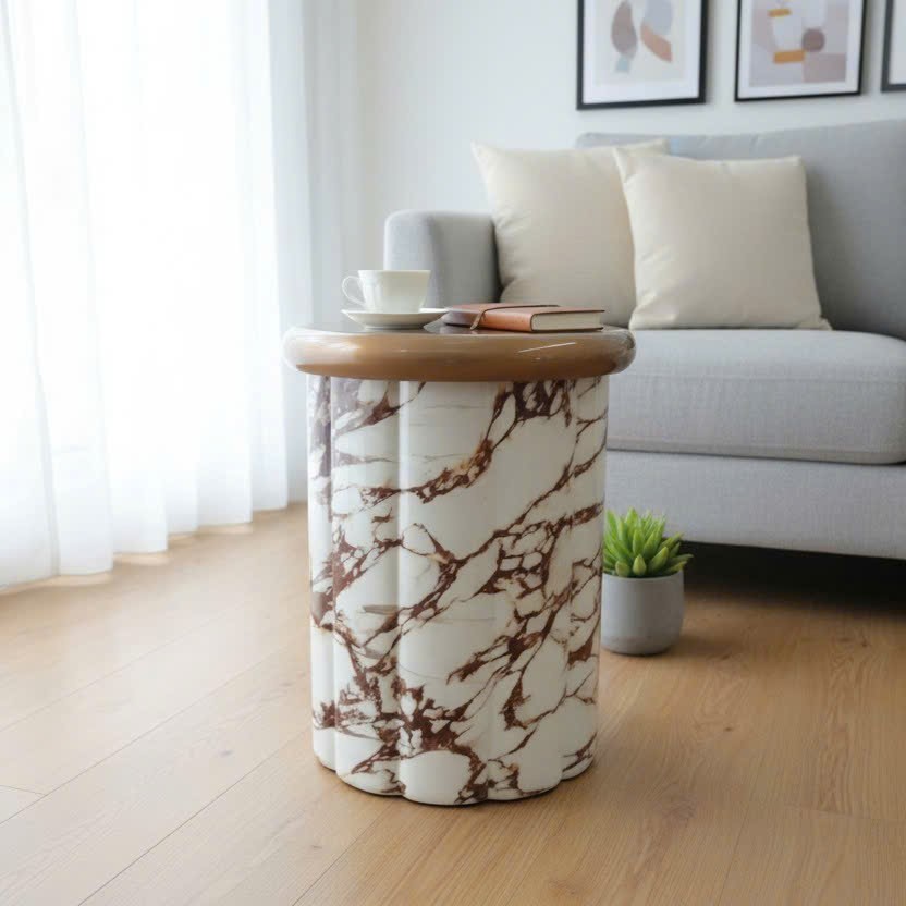 TS-17 - Fluted Marble Side Table